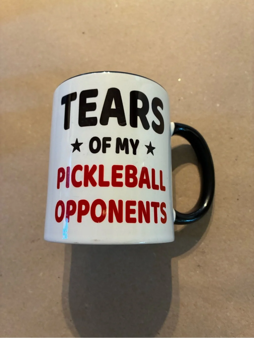 Tears of My Pickleball Opponents Ceramic Mug - White with Black Handle